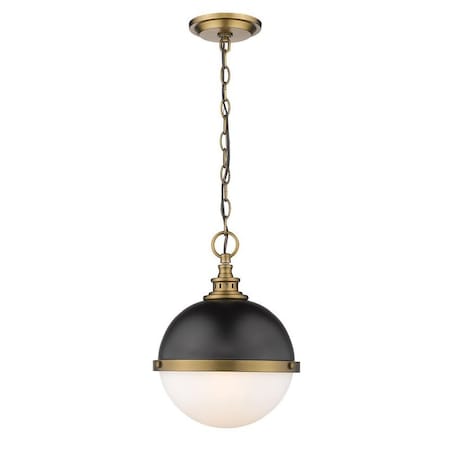 Z-Lite Peyton 2 Light Mini Pendant, Matte Black + Factory Bronze & Opal Etched 619MP-MB-FB